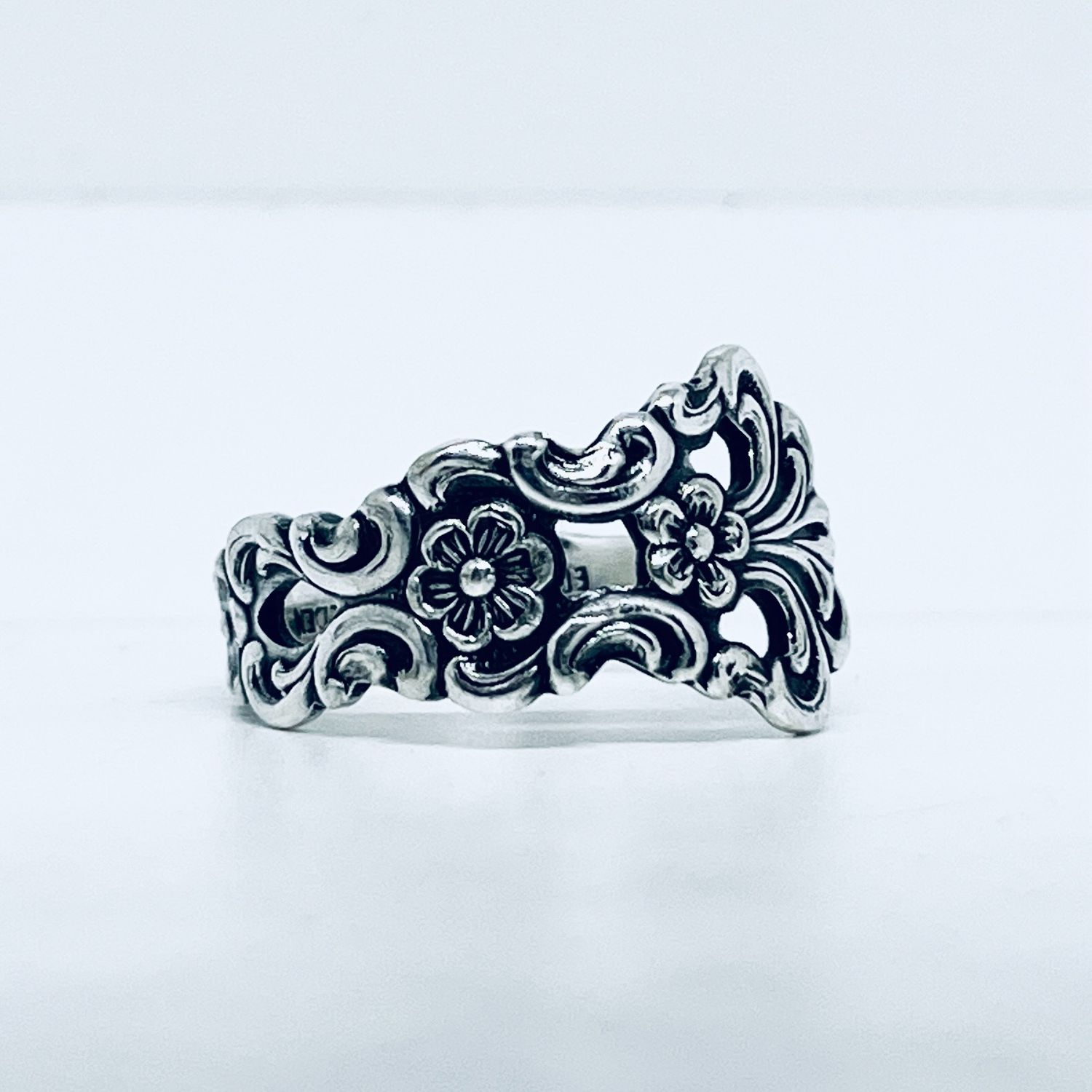 Anello  CLASSICO “NON TI SCORDAR DI ME” MANICO TRAFORATO CUCCHIAINO antica posata in argento