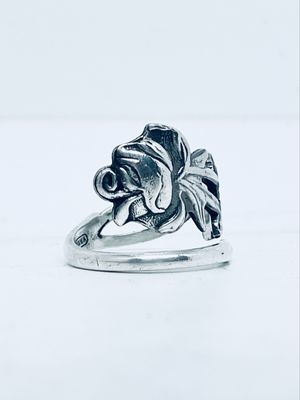 Anello MANICO ROSA SPIRALE antica posata in argento