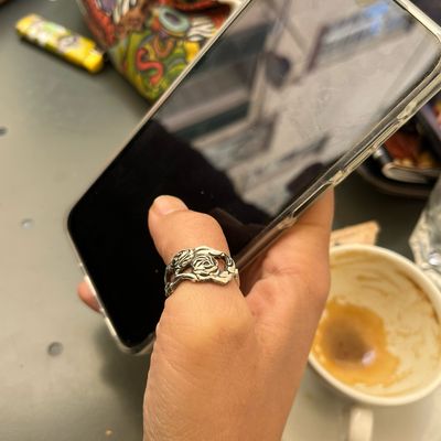 Anello  CLASSICO “ROSE TRAFORATE” MANICO FORCHETTINA antica posata in argento