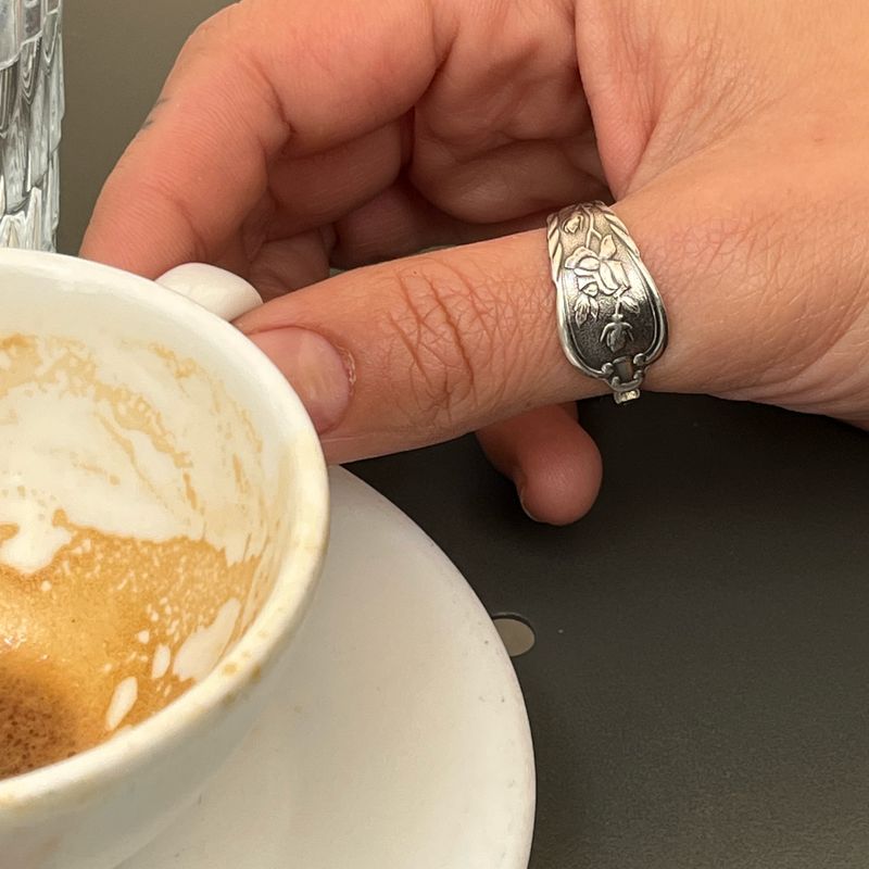 Anello  CLASSICO “ROSE” MANICO CUCCHIAINO antica posata in argento