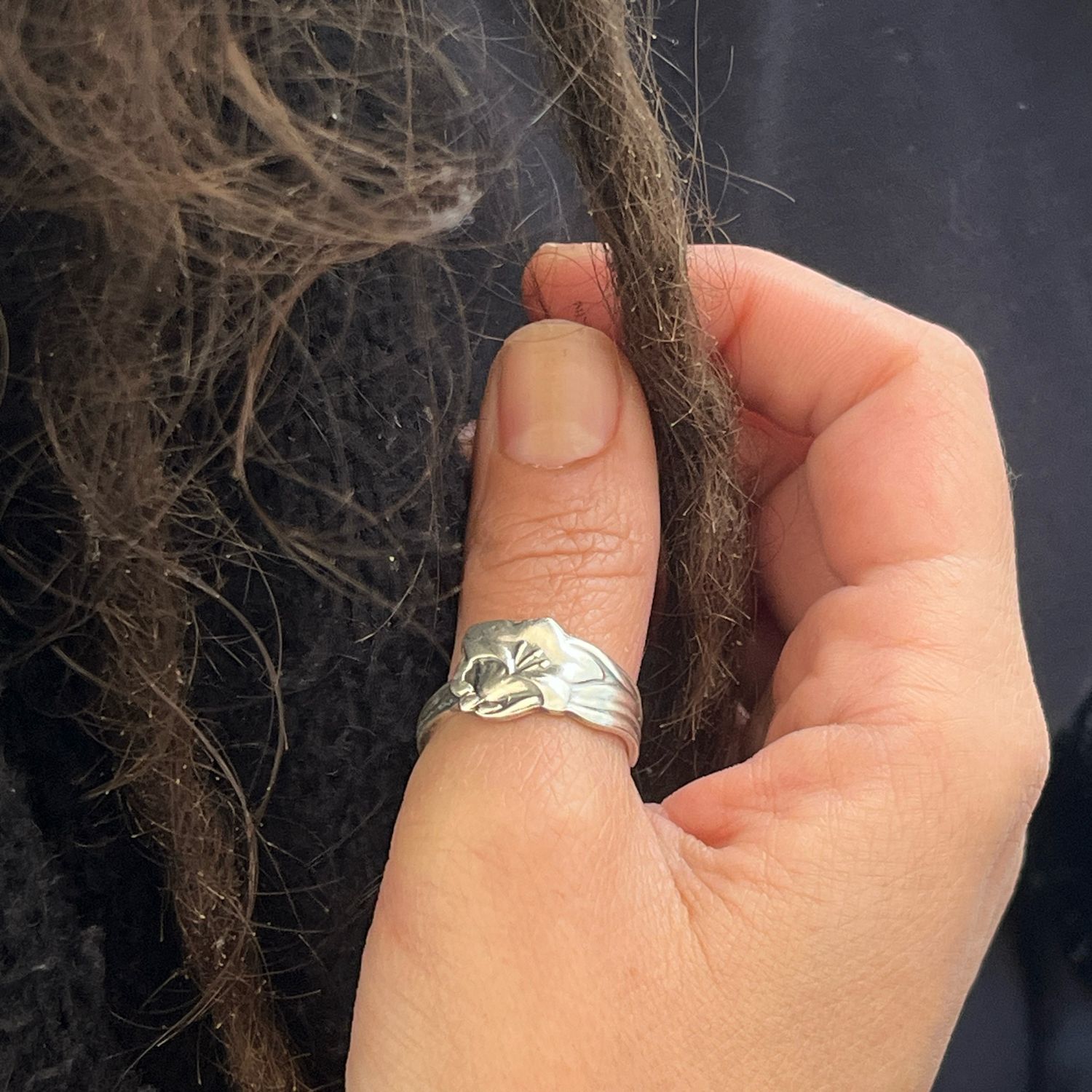 Anello  CLASSICO “CAMPANULA” MANICO CUCCHIAINO antica posata in argento