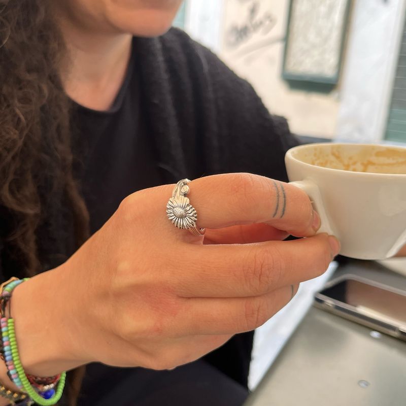 Anello  CLASSICO “MARGHERITA” MANICO CUCCHIAINO antica posata in argento