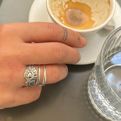 Anello FORCHETTINA INTERA  antica posata in argento