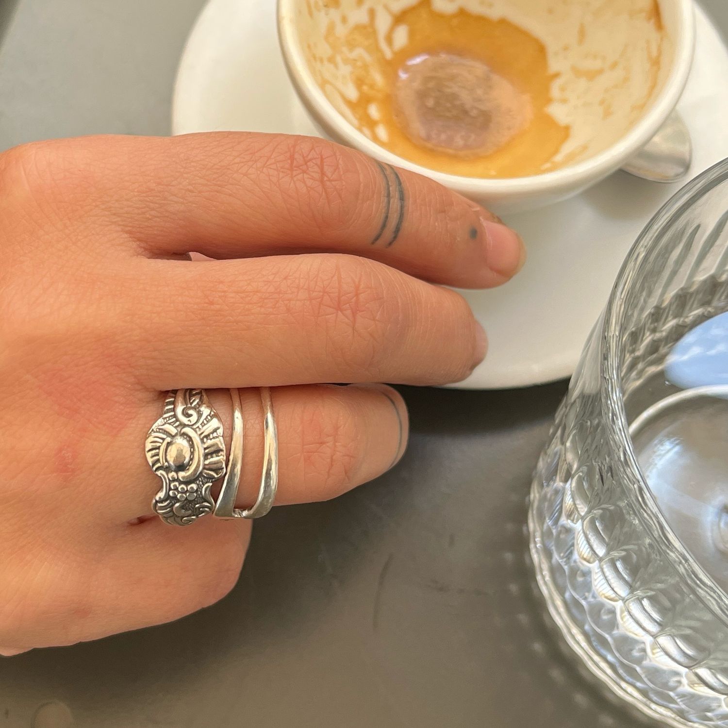 Anello FORCHETTINA INTERA  antica posata in argento