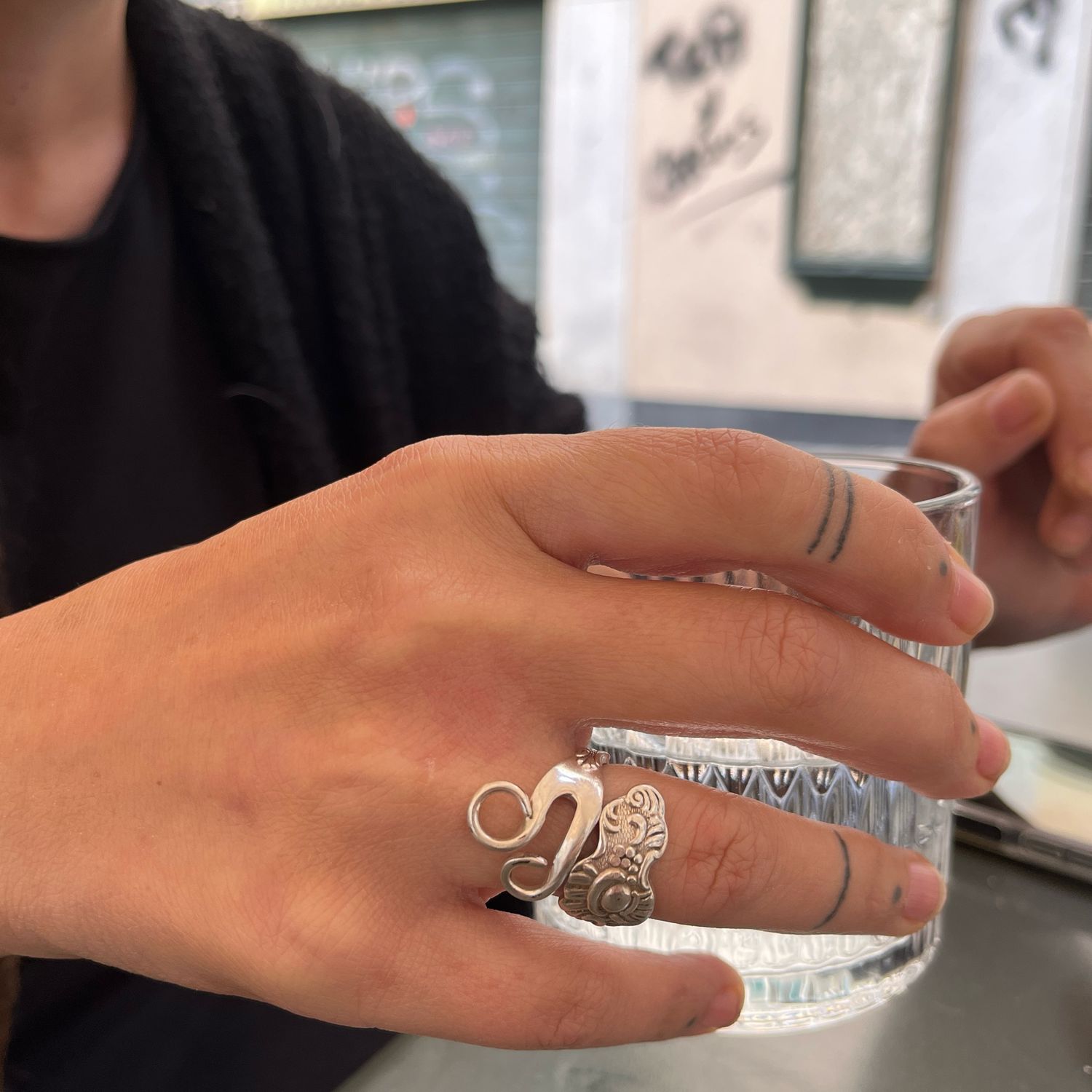Anello FORCHETTINA INTERA ARRICCIATA antica posata in argento