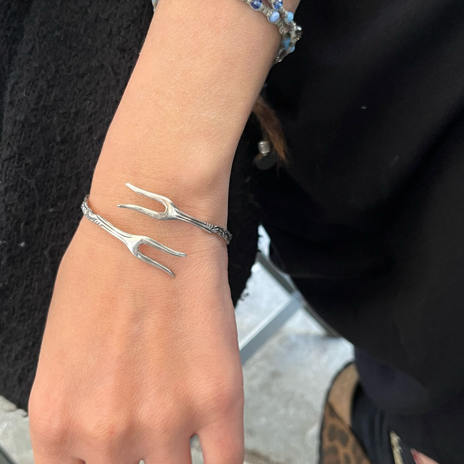 Bracciale PINZETTA ZUCCHERO “DUE FIORI” antica posata