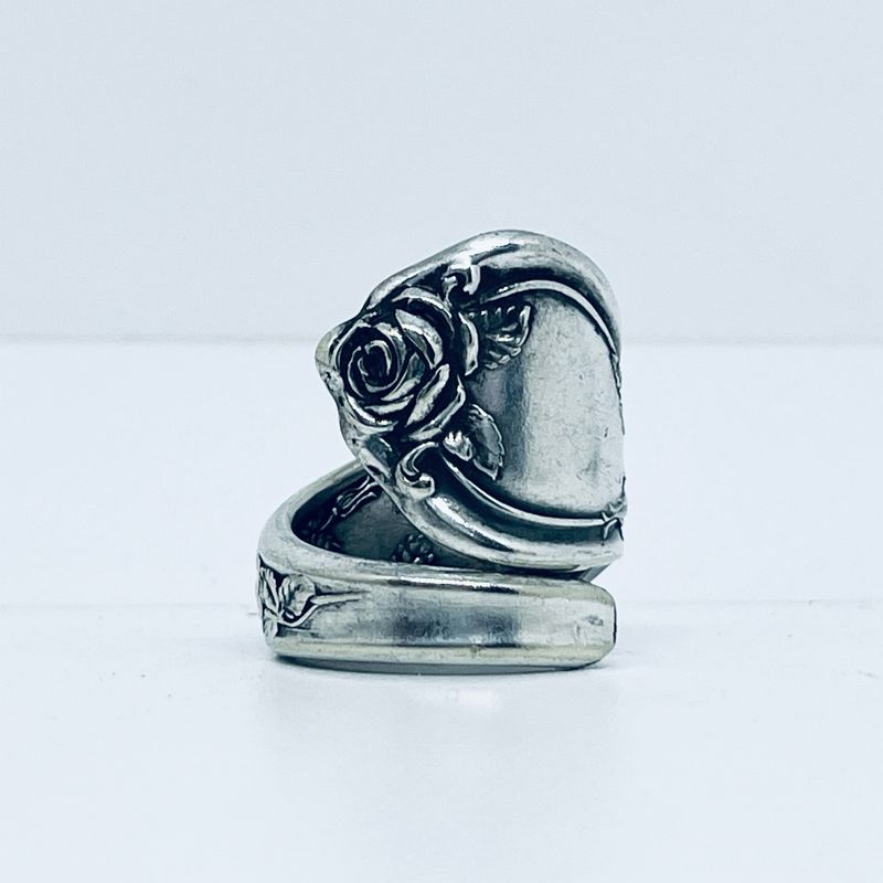 Anello SPIRALE MANICO CUCCHIAINO “ROSE” antica posata in argento