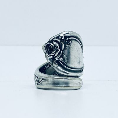 Anello SPIRALE MANICO CUCCHIAINO “ROSE” antica posata in argento