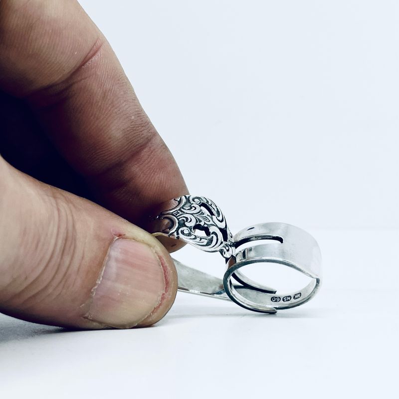 Anello DOPPIO FORCHETTINA antica posata in argento