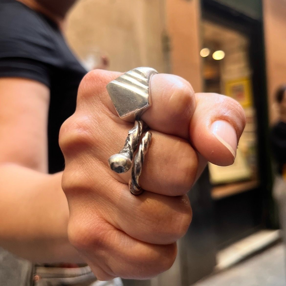 Anello  FEDINA RITORTA PALLINA S.MARCO antica formaggiera in argento