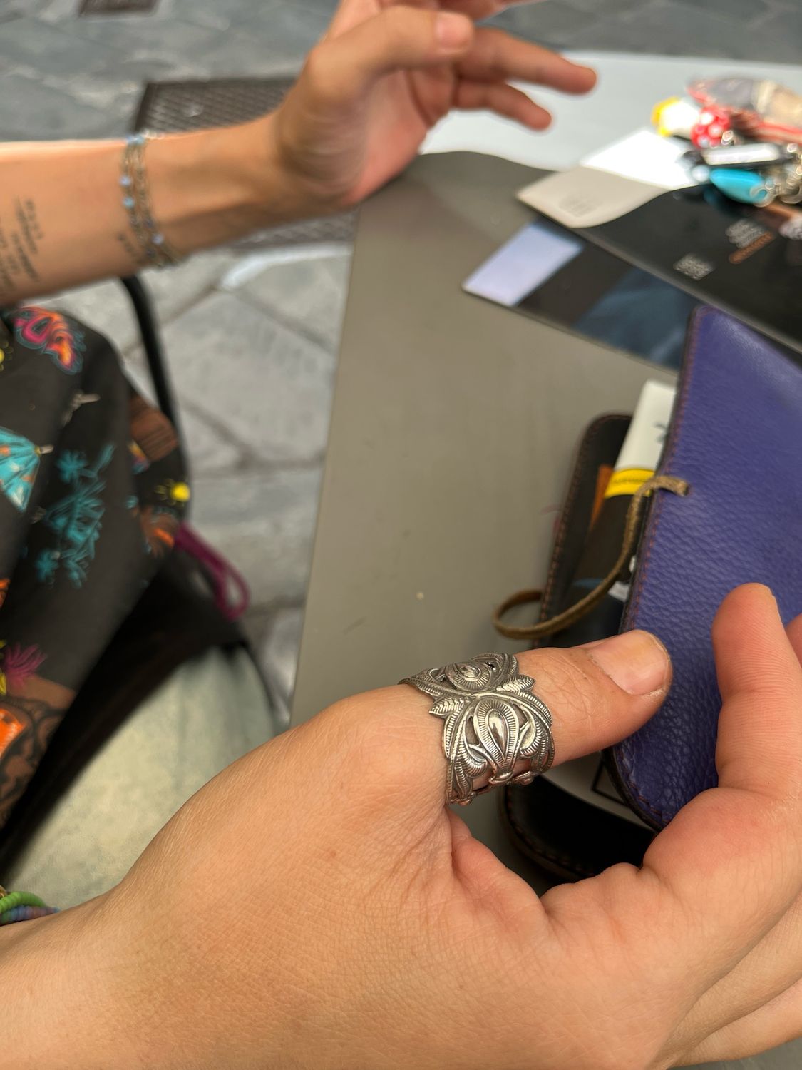 Anello BOCCHETTA DECORO/SERRATURA GOCCIA ARGENTO 925 antica bocchetta
