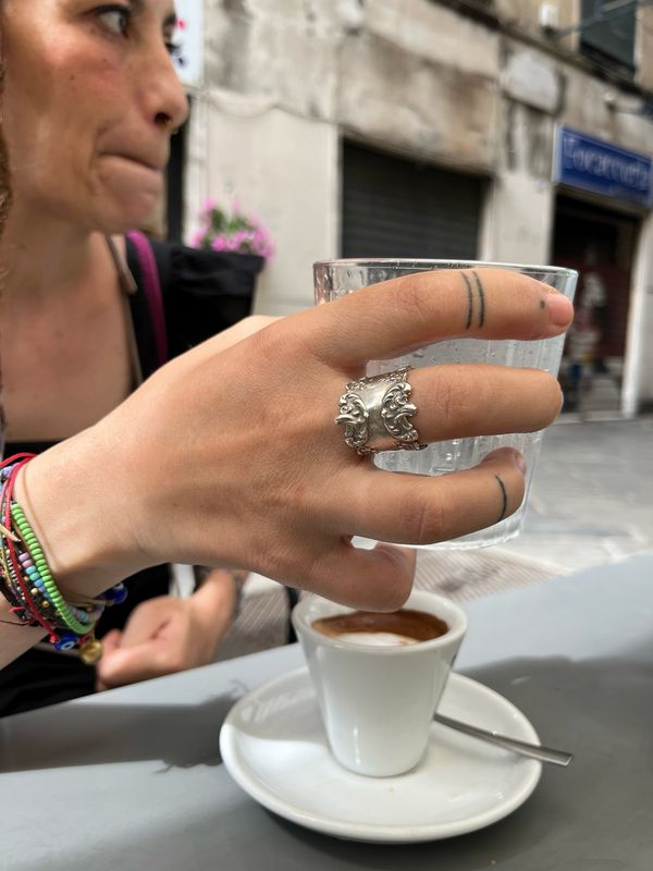 Anello BOCCHETTA DECORO/SERRATURA ARGENTO 925 antica bocchetta