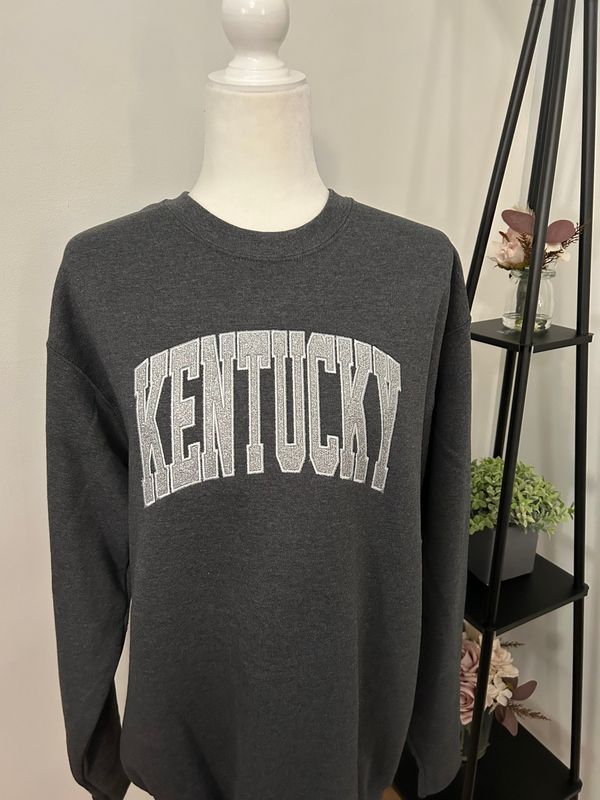 Gray Kentucky shirt with silver Glitter vinyl.
