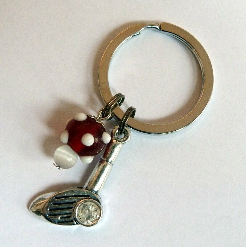 Schlüsselanhänger GOLFSCHLÄGER mit klarer Perle Schlüsselanhänger GOLFSCHLÄGER mit klarer Perle