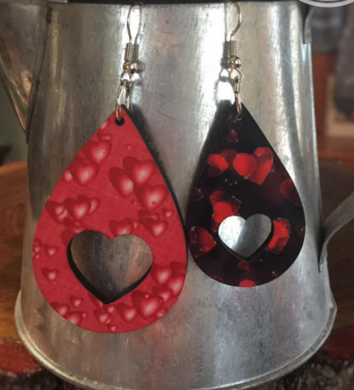 Earrings Unisub Blanks- Teardrop with Heart cutout