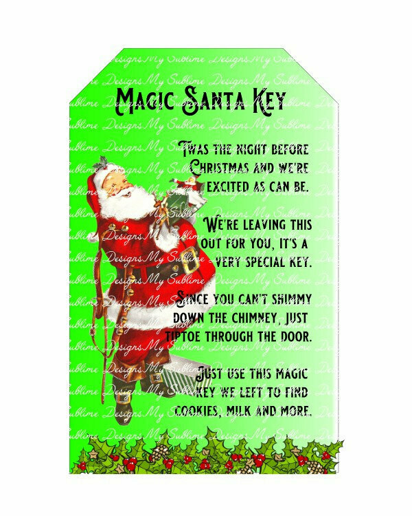 Santa&#39;s Magic Key Design for our Unisub Sublimation Tag Blank