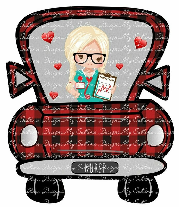 Red Plaid Truck Nurse Ornament Design DIGITAL DESIGN ONLY
