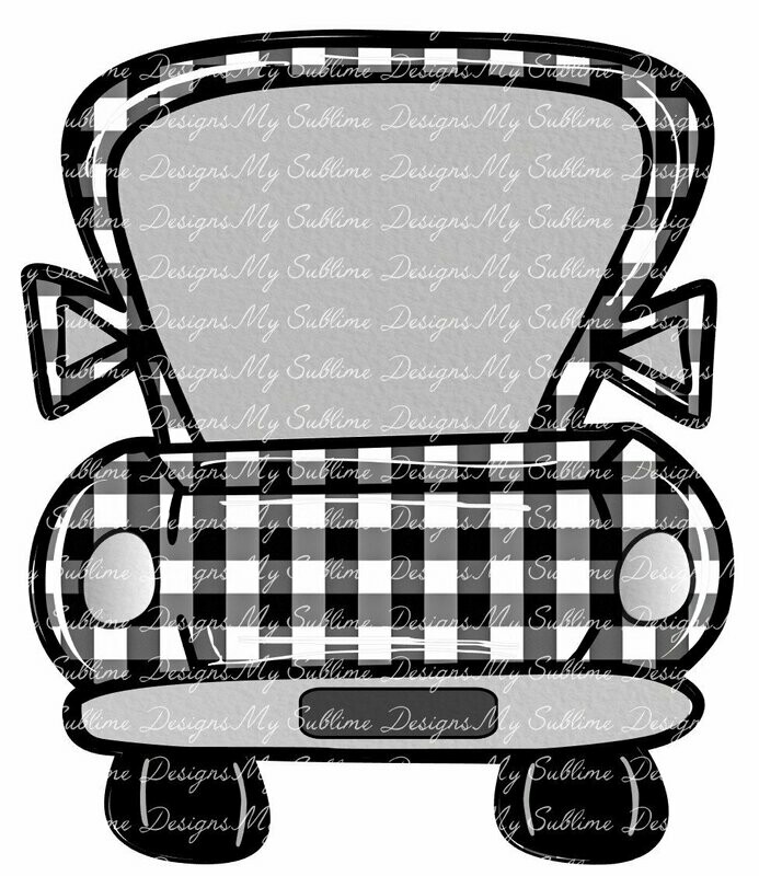 Black and White Plaid Truck Ornament Design DIGITAL DESIGN ONLY