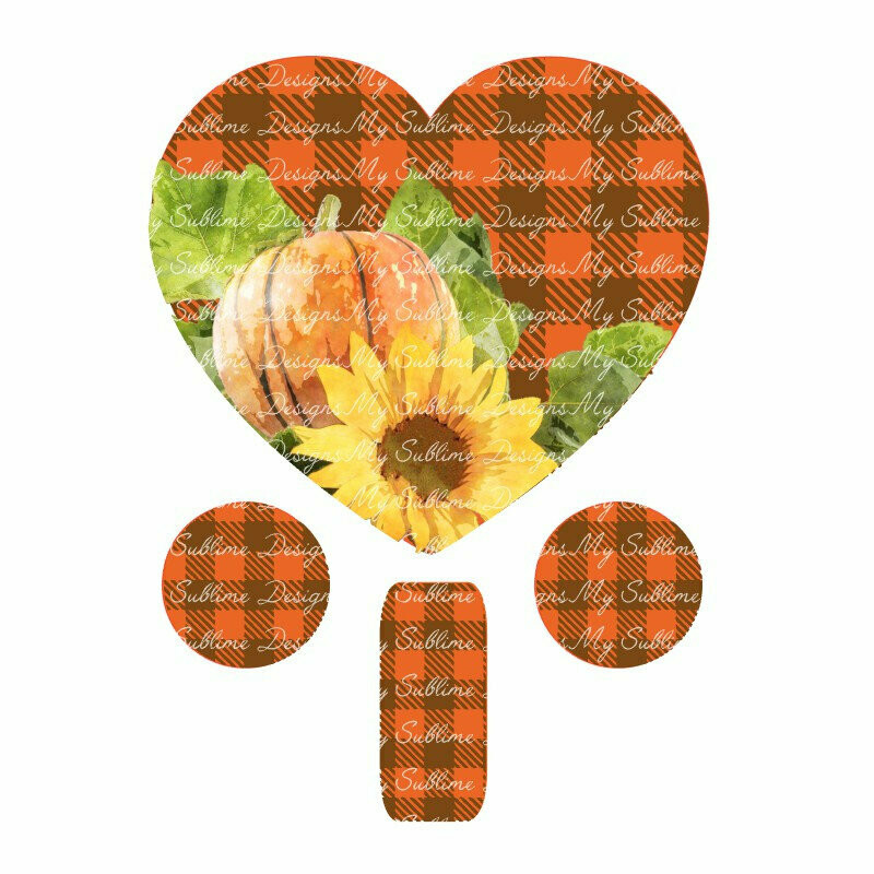 Sunflower &amp; Pumpkin Design Created to fit Our Unisub Sublimation Heart Shaped Pins DIGITAL DESIGNS ONLY