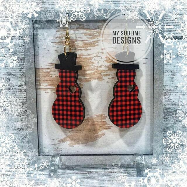 Snowman with Heart Earring 3 Design Set - DIGITAL DESIGN ONLY