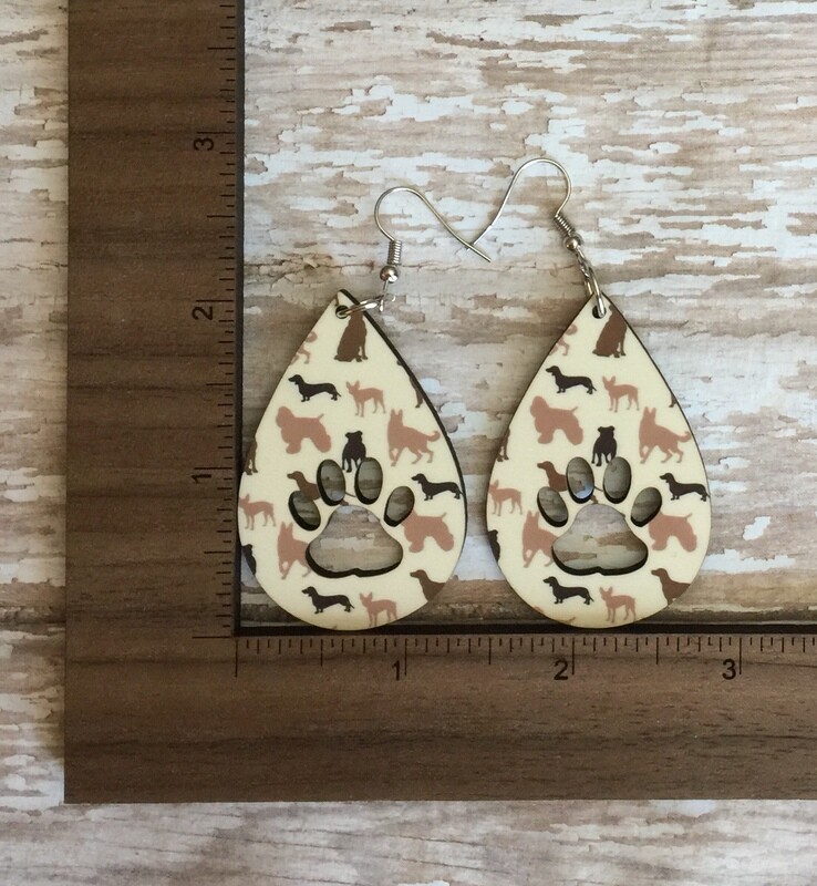 Earrings Unisub Blanks - Large Teardrop with Paw Cutout