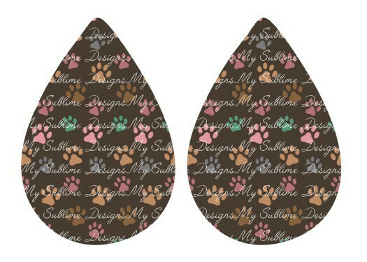 Large Teardrop with Paw Cutout Earring 4 Designs Created to fit Our Unisub Sublimation Earring Blanks DIGITAL DESIGN ONLY