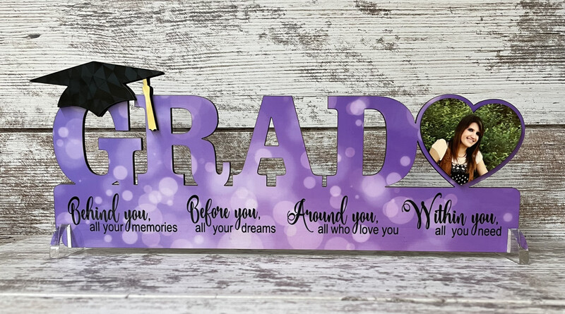 GRAD WITH HEART Decor Sign Unisub Blank Small approx. 3.25x8.25&quot;