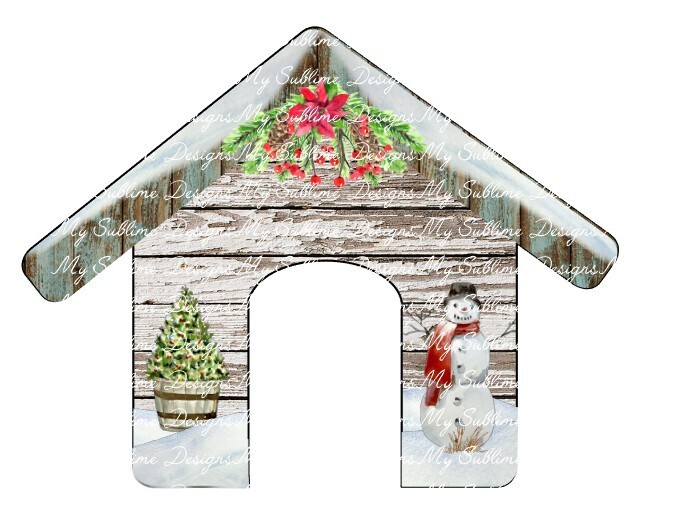 Dog House Winter Design Created to fit Our Unisub Sublimation Dog House Ornament Blanks DIGITAL DESIGN ONLY