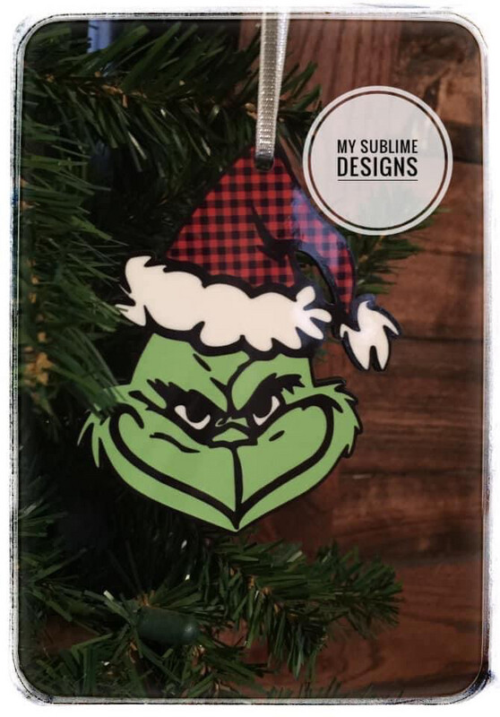 Grinch Face Ornament Unisub Sublimation Blanks