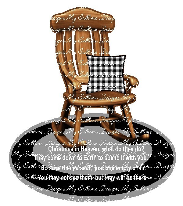 Christmas in Heaven Rocking Chair Ornament Design II created for our Unisub Sublimation Blanks DIGITAL DESIGNS ONLY