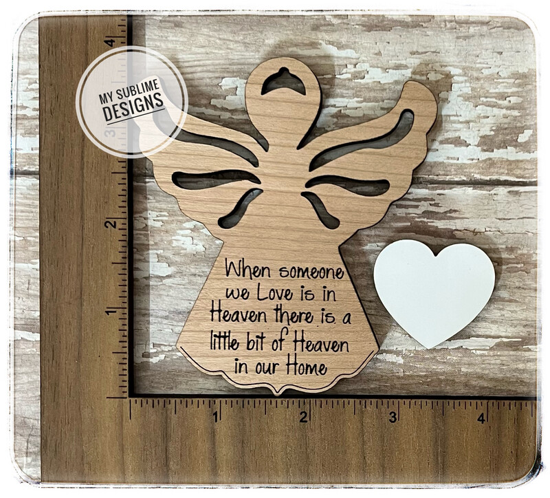 Wood Angel with heart Unisub Blank