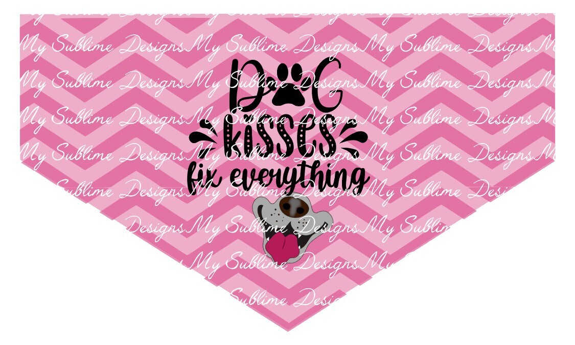 Dog Kisses Fix Everything Pink Dog Scarf Design DIGITAL DESIGN ONLY