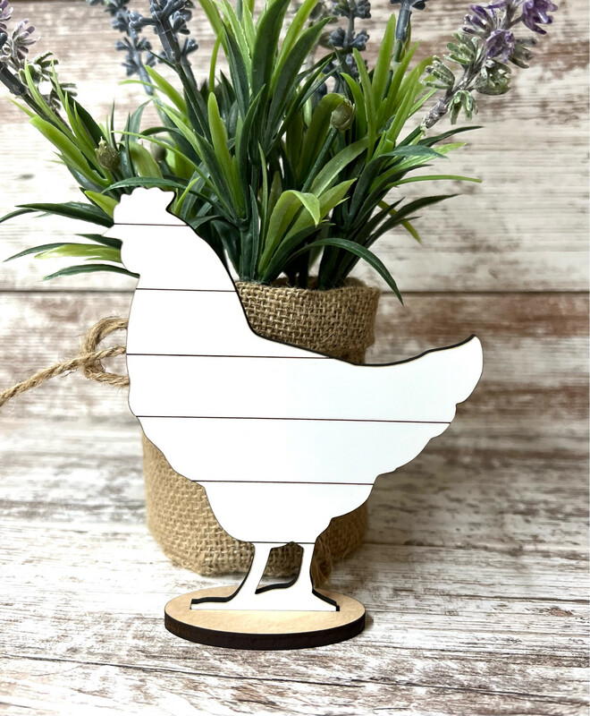 Chicken with Wood Base Unisub Blank approx. 5” Tall
