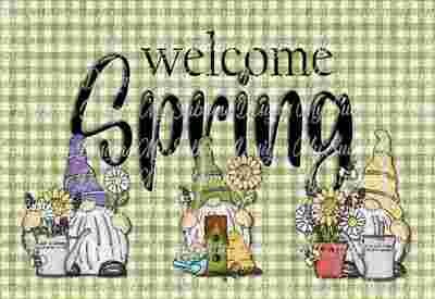 Welcome Spring Gnome Sign Created to fit Our Unisub Sublimation DIY Fence Sign DIGITAL DESIGN ONLY