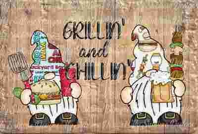 Chillin' and Grillin' Gnome Sign Created to fit Our Unisub Sublimation DIY Fence Sign DIGITAL DESIGN ONLY