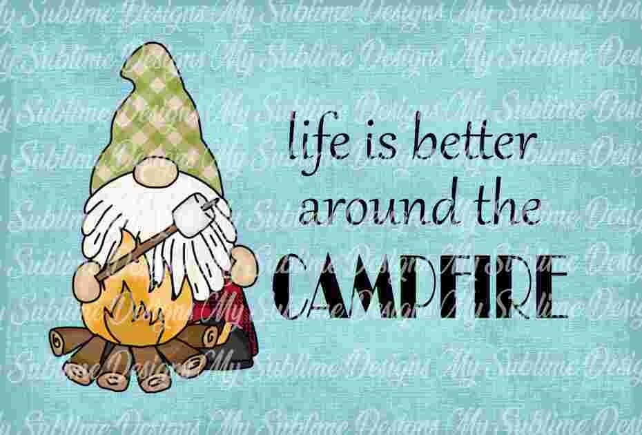 Campfire Gnome Sign Created to fit Our Unisub Sublimation DIY Fence Sign DIGITAL DESIGN ONLY