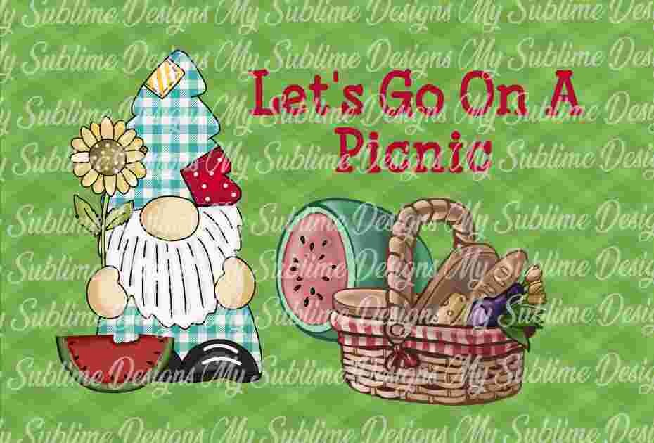 Let's Go On A Picnic Sign Created to fit Our Unisub Sublimation DIY Fence Sign DIGITAL DESIGN ONLY