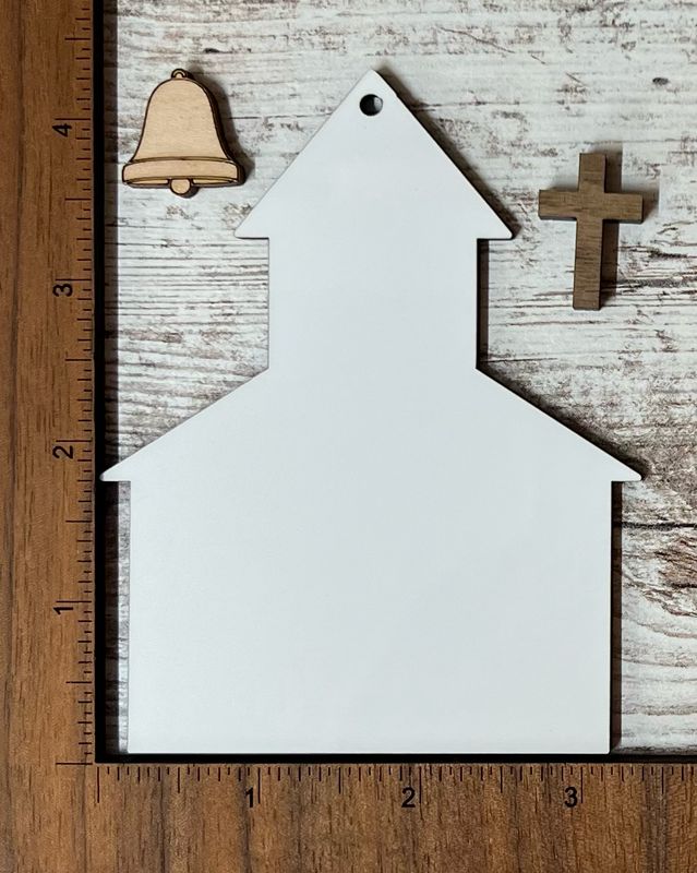Church/School House Ornament Unisub Sublimation Blanks