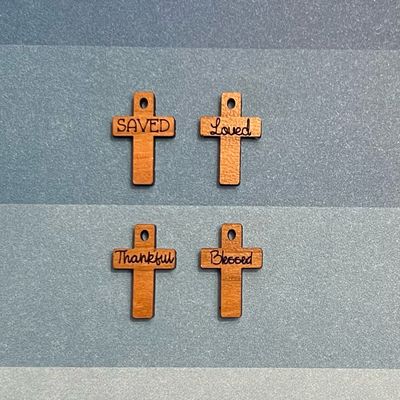 Wood Charms Cross shape