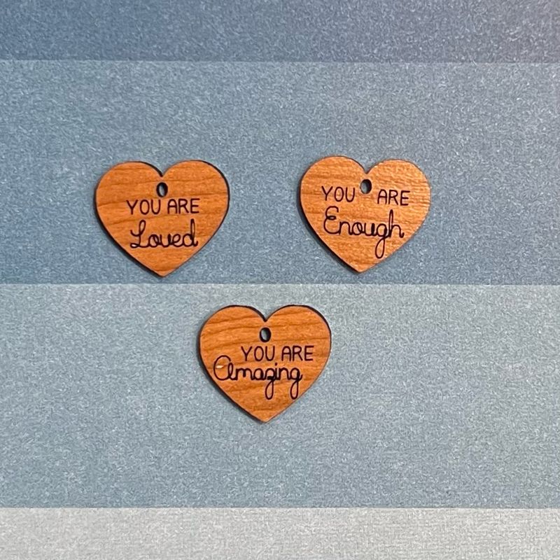 Wood Charms Heart shape