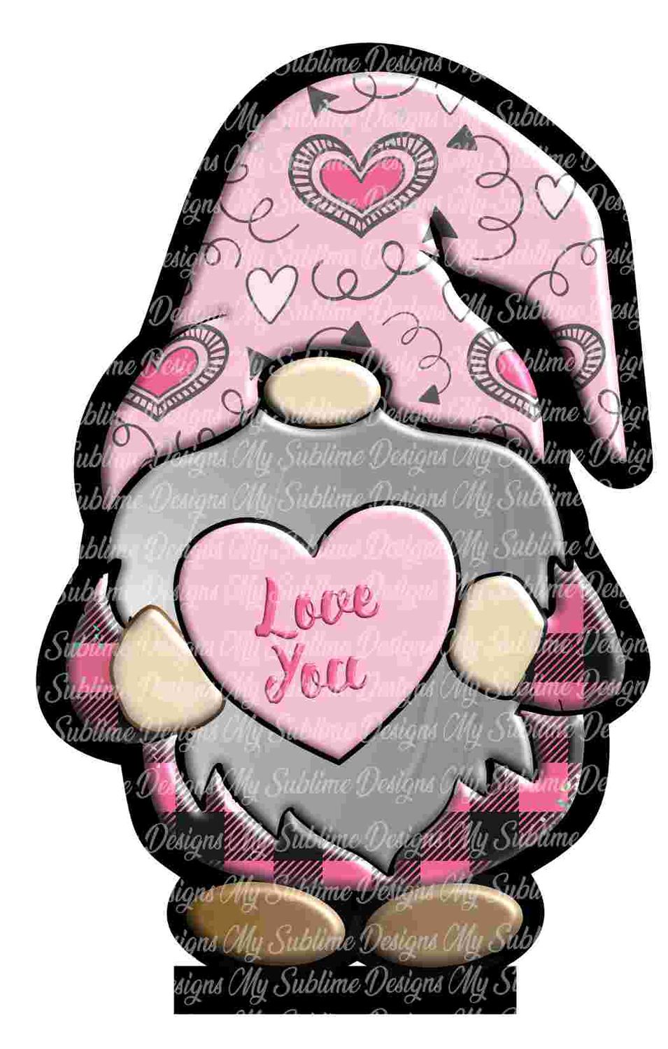 Valentine Day Gnome Design Created to fit Our Unisub Sublimation Gnome Tier Tray Blanks DIGITAL DESIGN ONLY