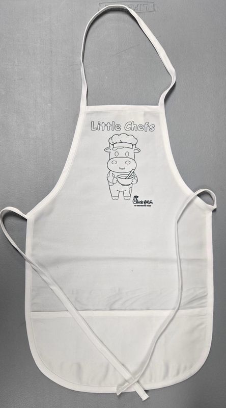 Child’s Apron with Chick-Fil-a cow image.