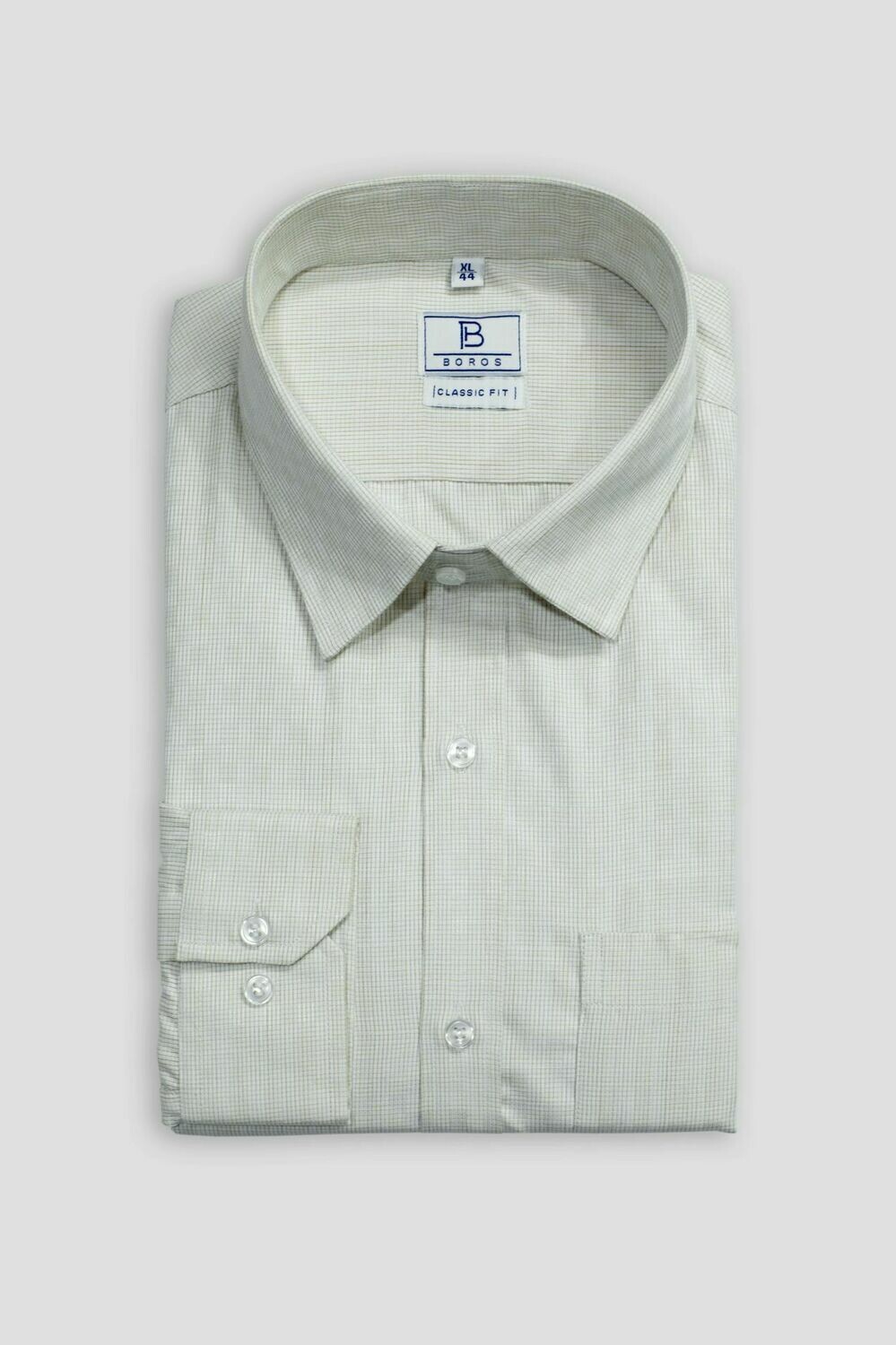 Beige Graph Checks Shirt