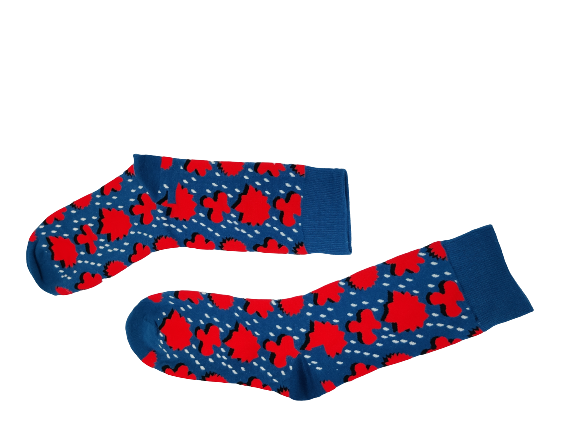Blue &amp; Red Print Socks