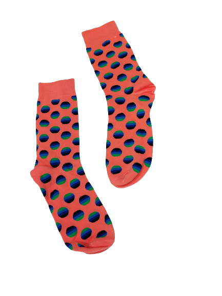 Peach Circle Print Socks