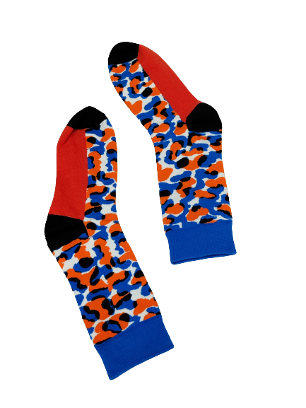 Blue &amp; Orange Printed Socks