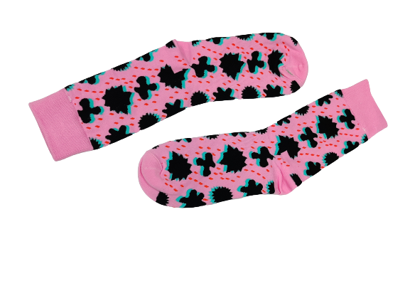 Neon Pink Printed Socks