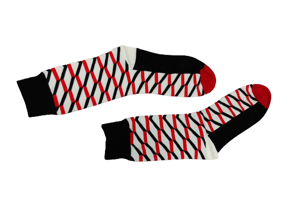 White Zig Zag Print Socks