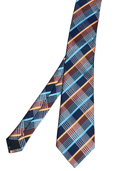 Blue Orange Checks Tie
