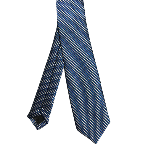 Dark Blue White Checks Tie